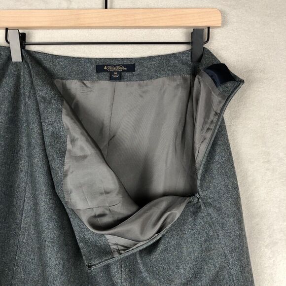 BROOKS BROTHERS Wool Skirt Sz 14 Gray Lined Zip Woven in Italy Career‎ Classic - Picture 5 of 9